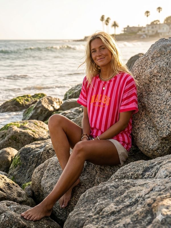 Pink Malibu strepen shirt