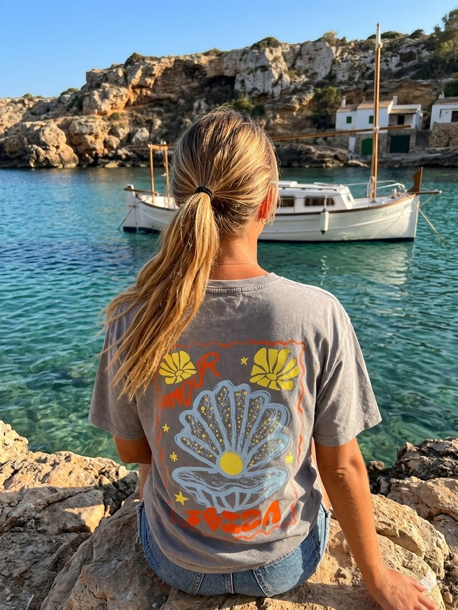 Grey ibiza shell  t-shirt