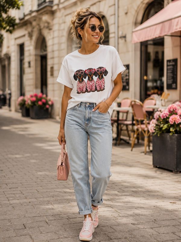 Love teckel shirt pink