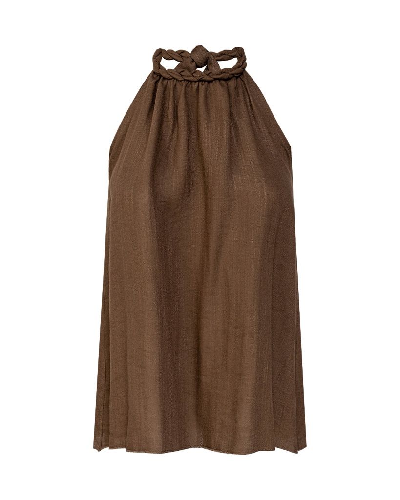 Gevlochten boho haltertop bruin