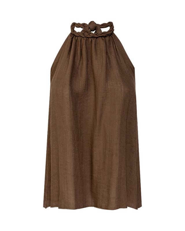 Gevlochten boho haltertop bruin