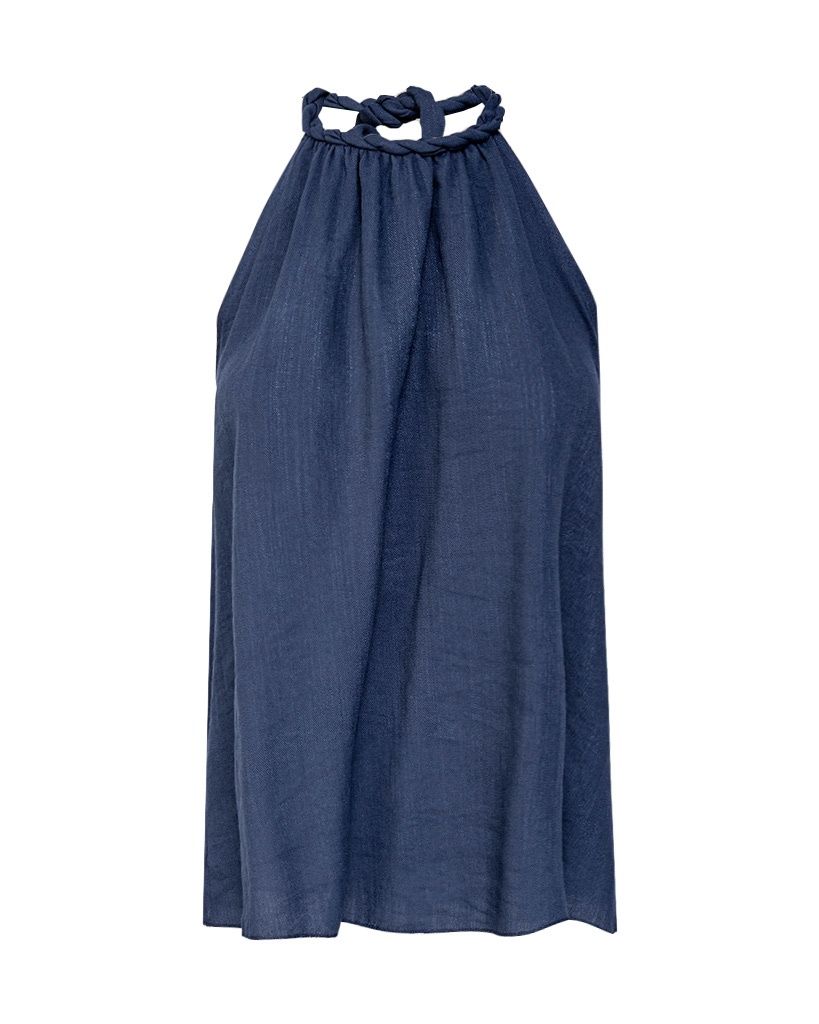 Gevlochten boho haltertop navy