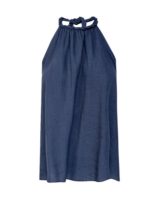 Gevlochten boho haltertop navy
