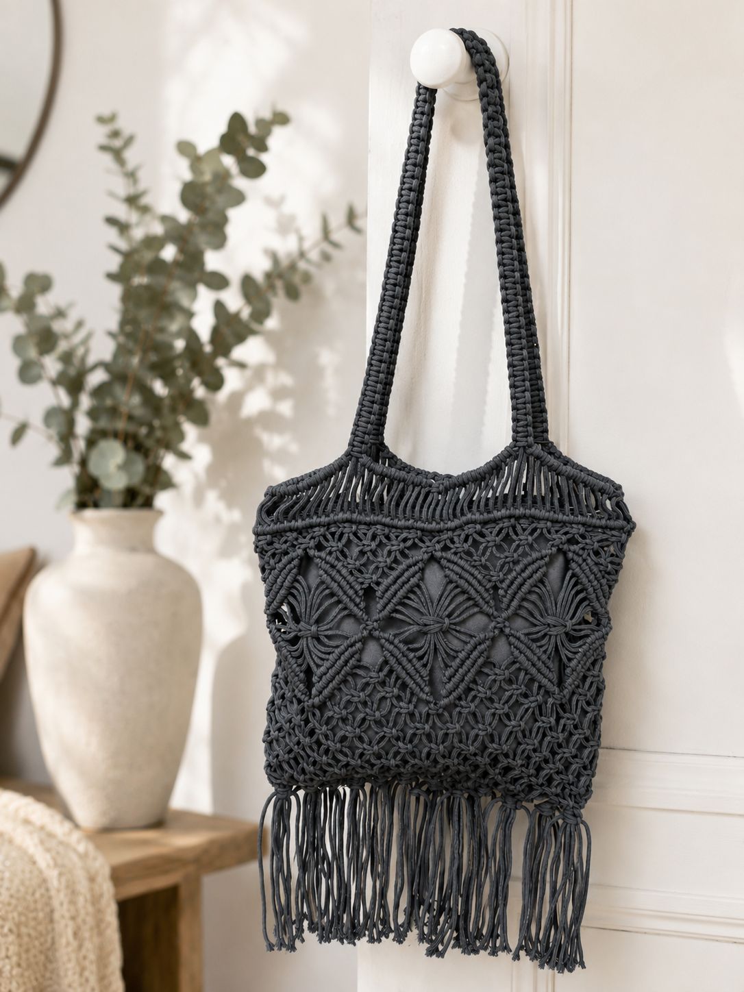 Macrame ibiza tas zwart