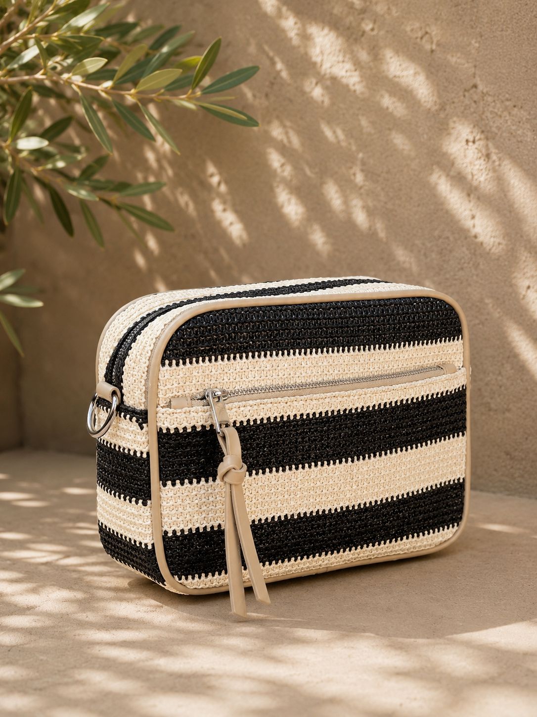 Zomertas Miso zwart/ beige