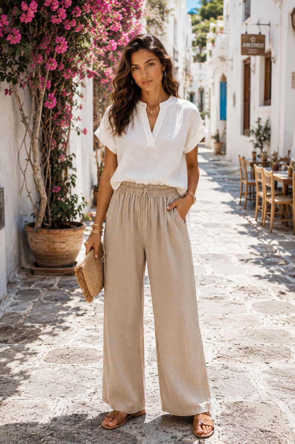 Roomwitte viscose blousetop