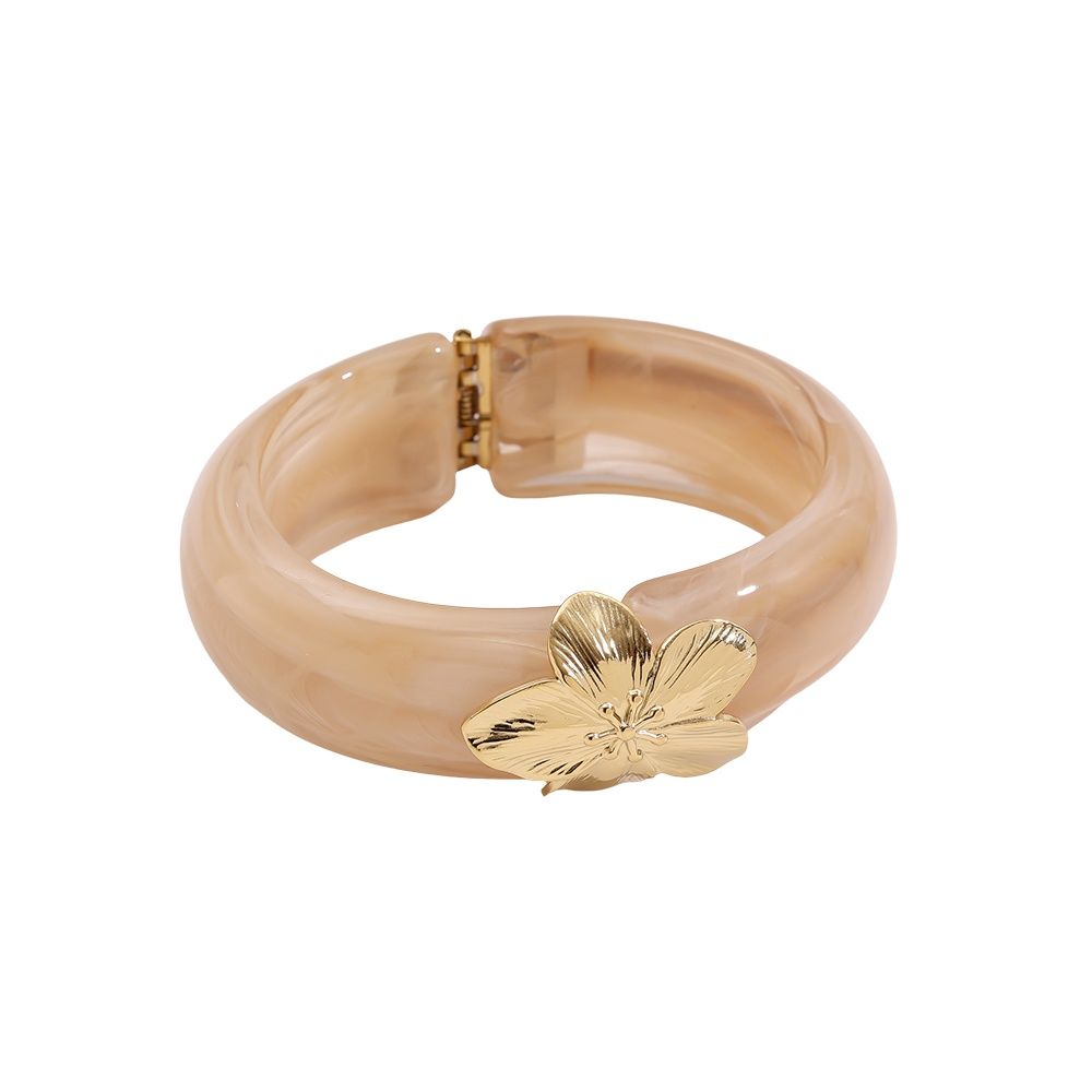 Resin armband Luxury Flower beige