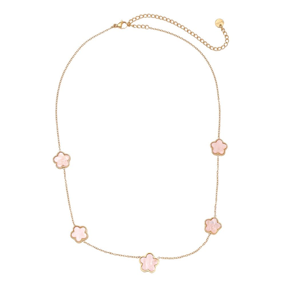 Roze resin flower ketting