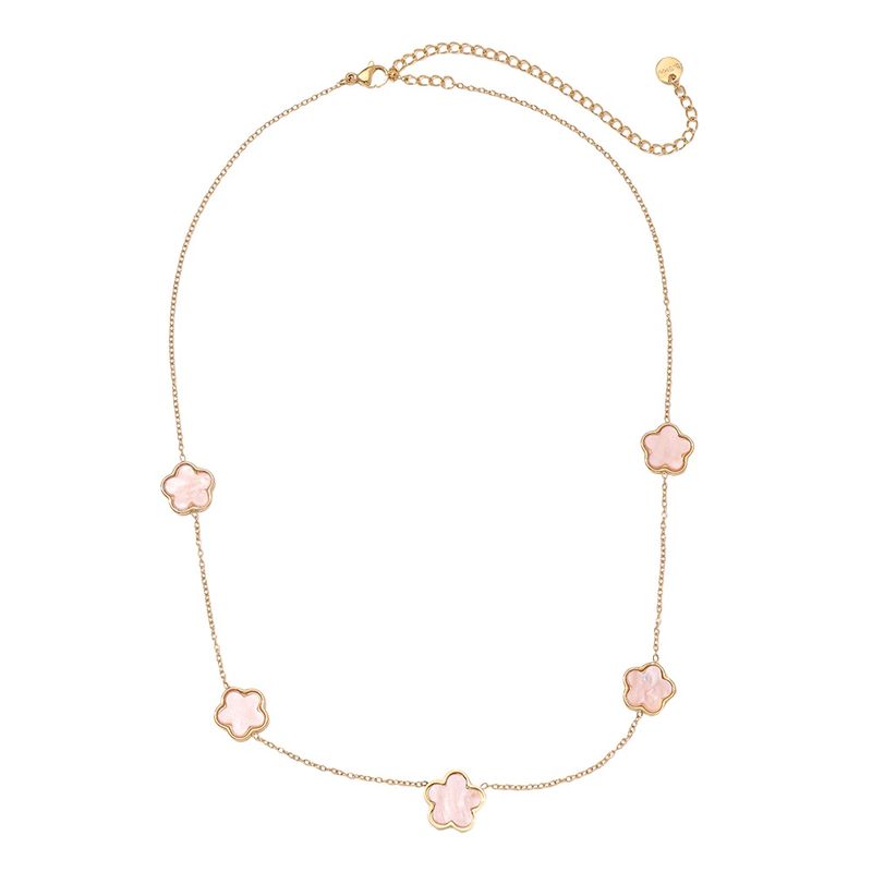 Roze resin flower ketting