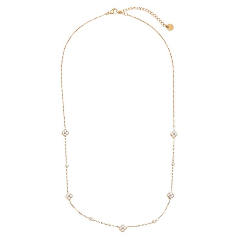 Stainless steel little diamonds flower ketting