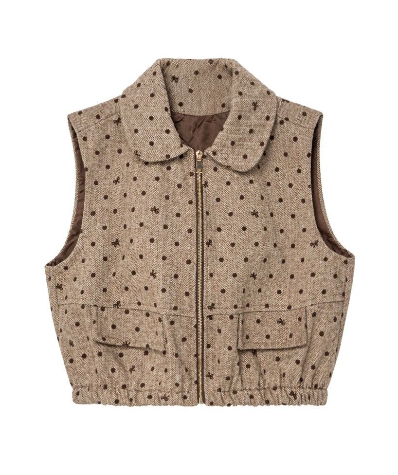 Cute litlle bow bodywarmer/ vest beige