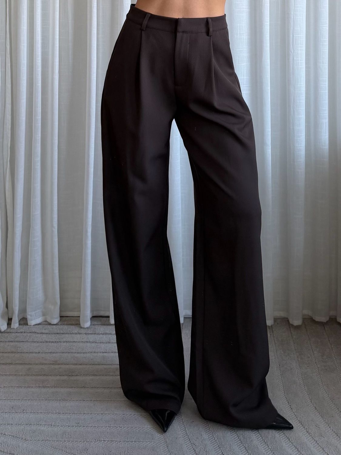 Wide leg pantalon bruin
