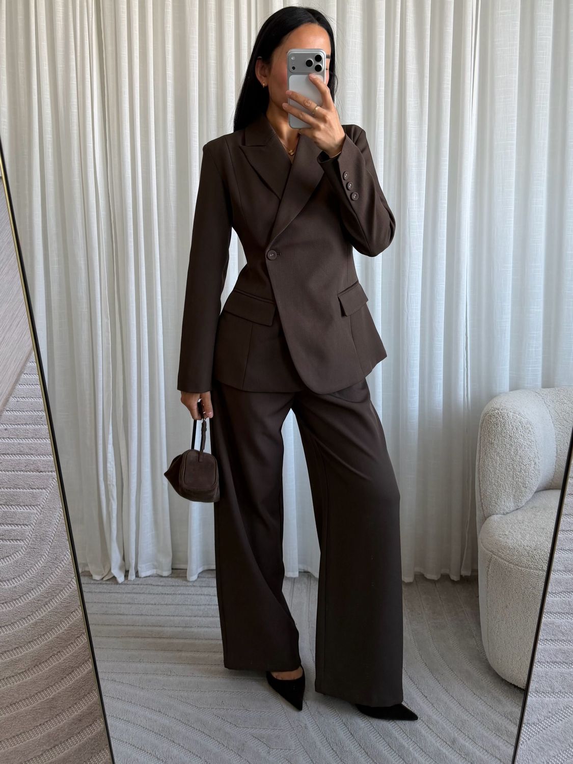 Cinched waist blazer bruin