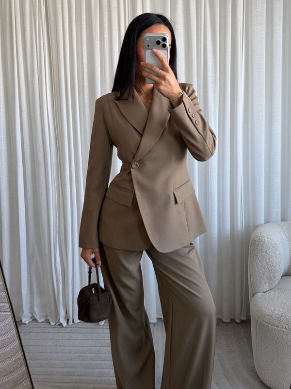 Cinched blazer camel