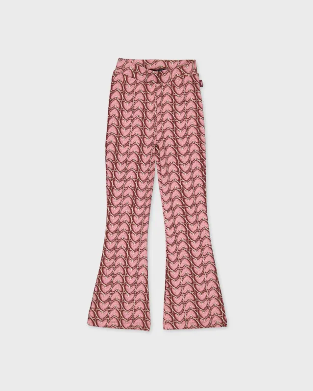 Roze flared broek met all-over print
