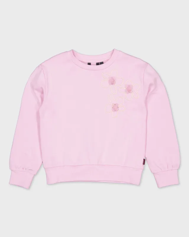 Lichtroze sweater met kleine borduursels | Lavender