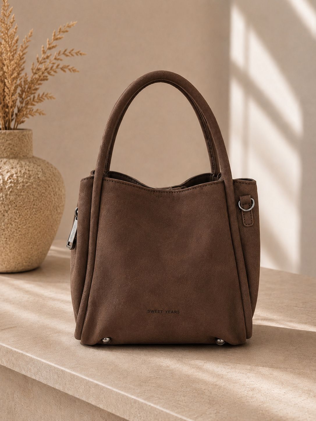 Choco kleurige handtas