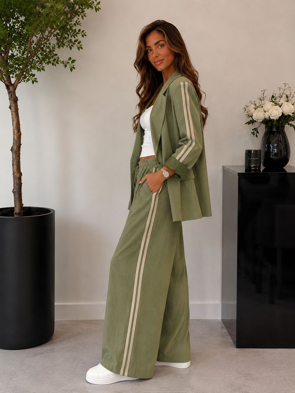 Groene oversized blazer met sportieve streep