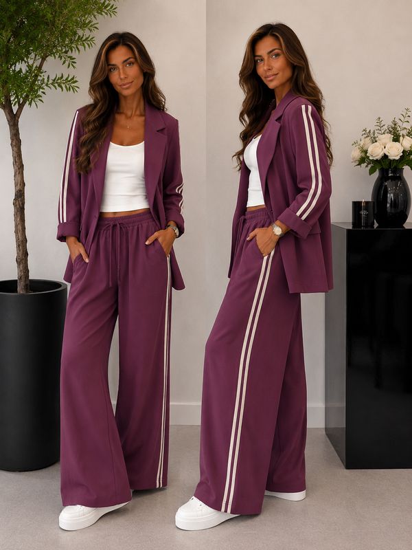 Berry oversized blazer met sportieve streep