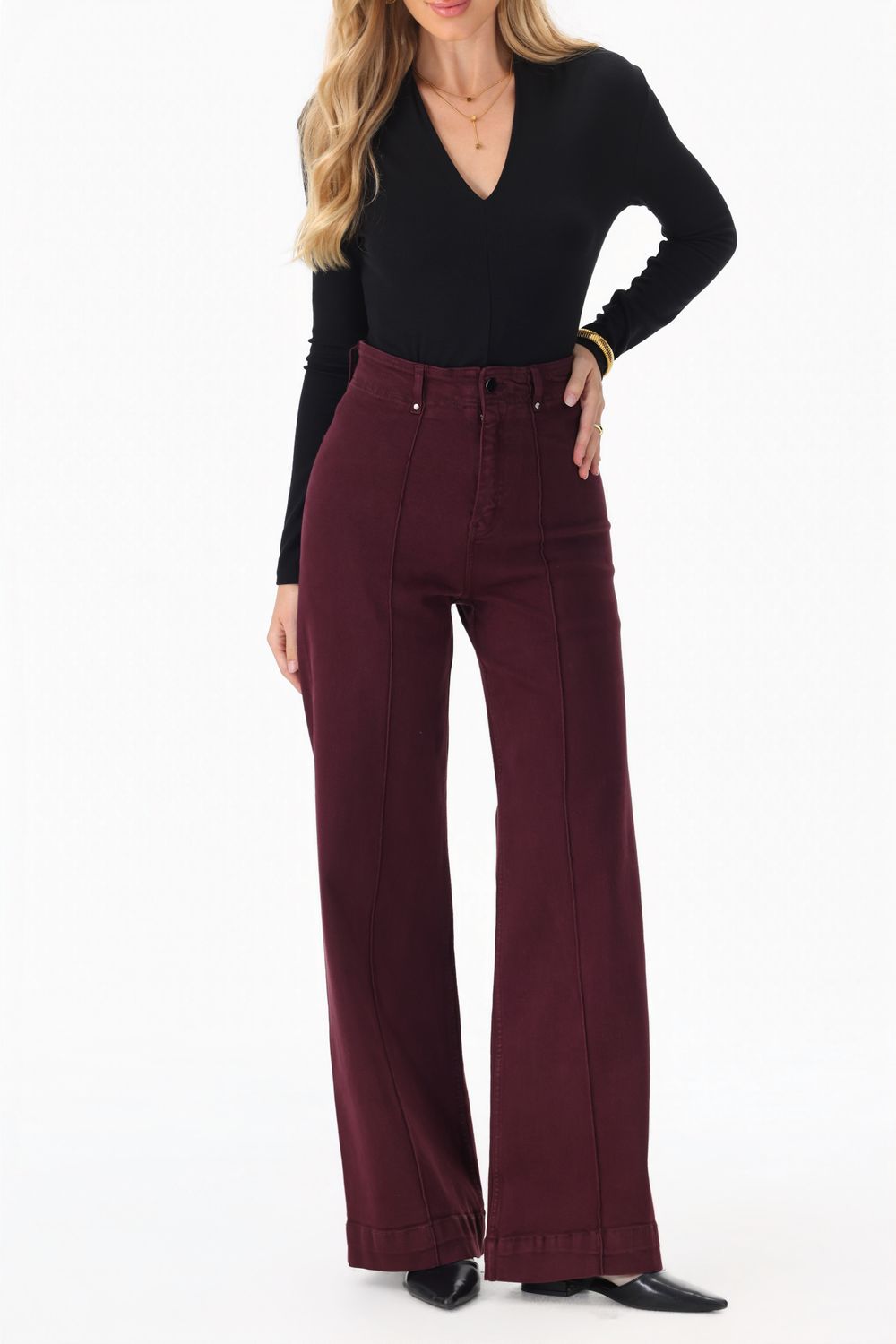 Wide leg tailored couture Prune