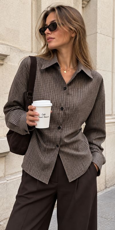 Getailleerde geruiten blouse
