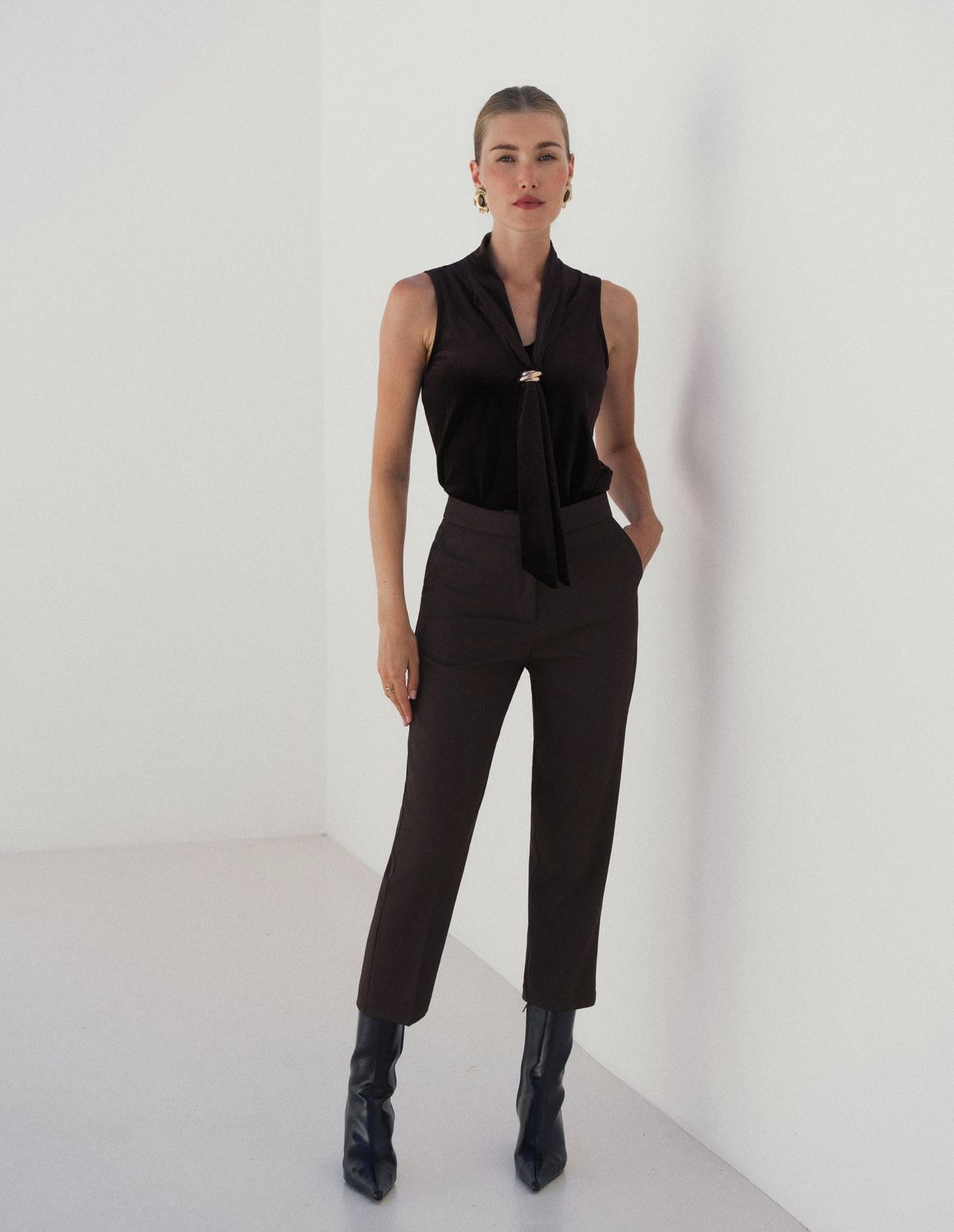 Bruine slim pantalon