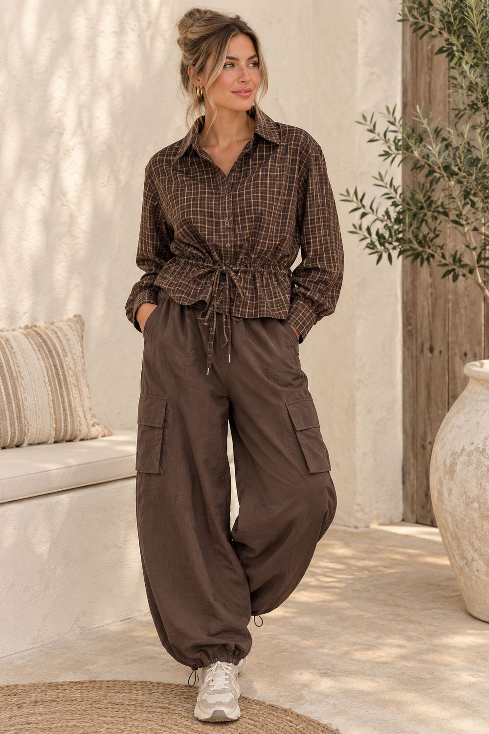 Geruiten  blouse met taillering