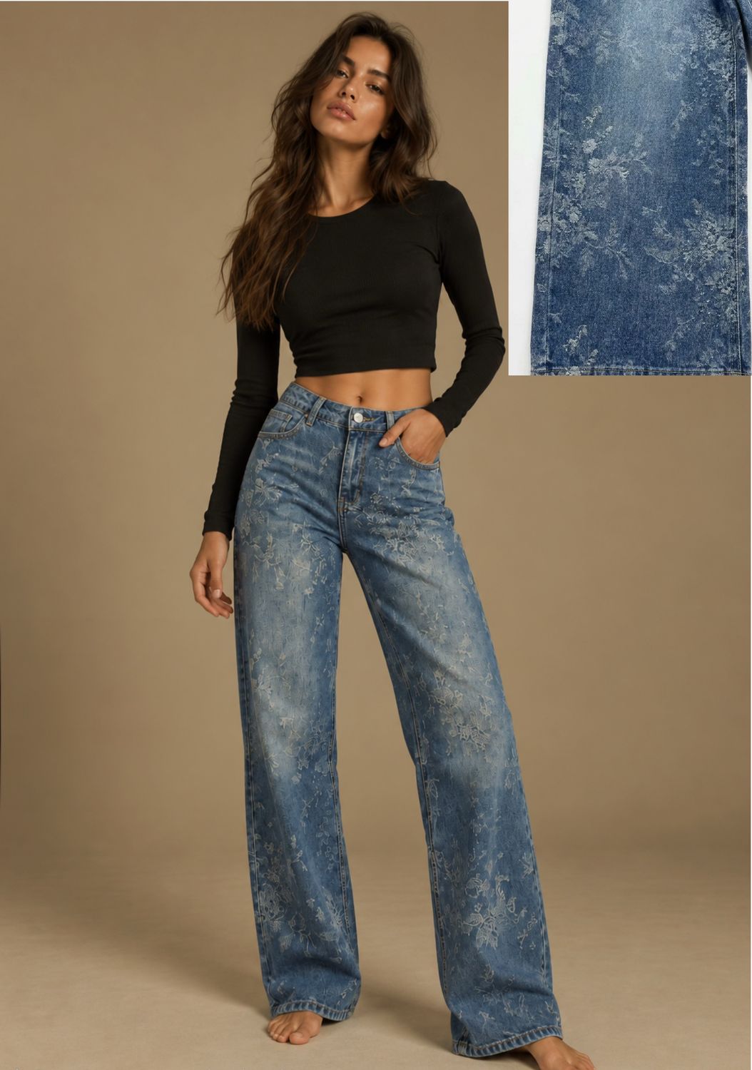 Jeans flowerprinted "Mishka"