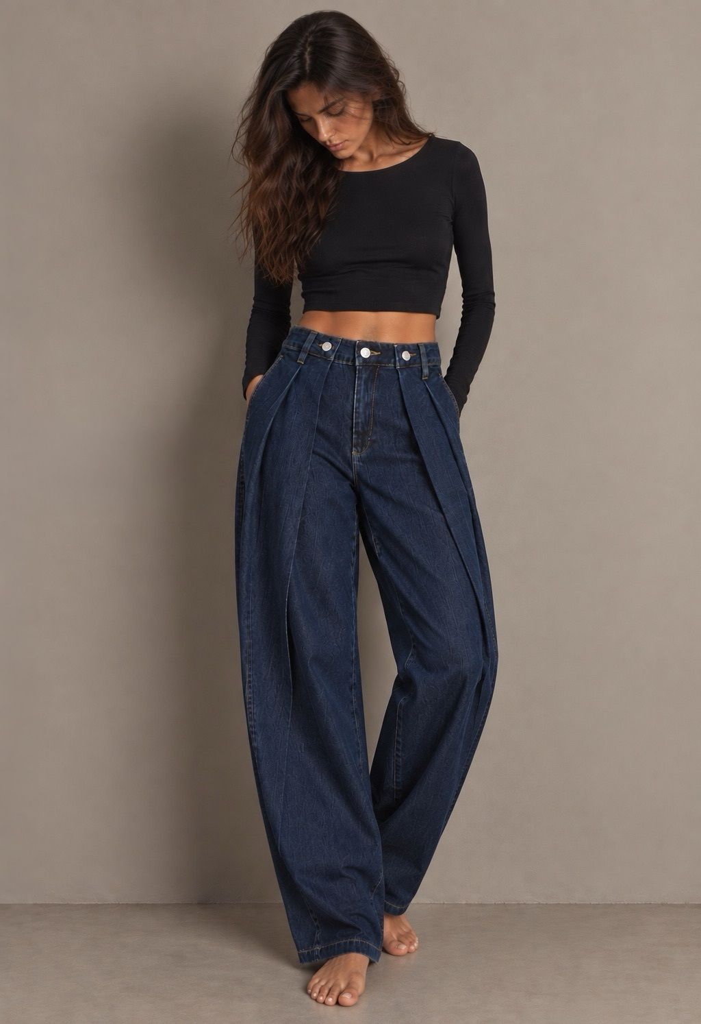 Dark jeans met plooi