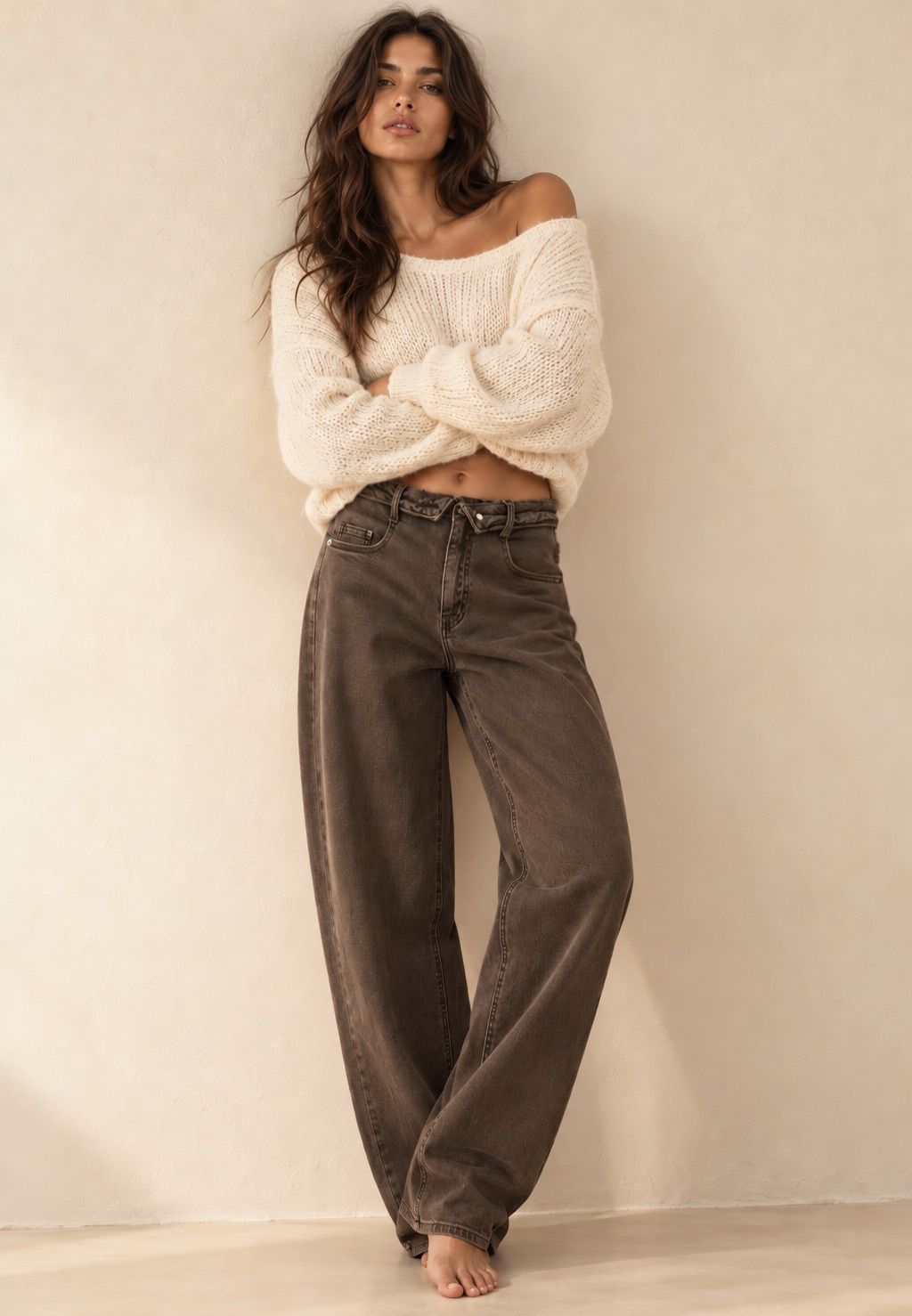 Trendy bruine jeans "Slipped"