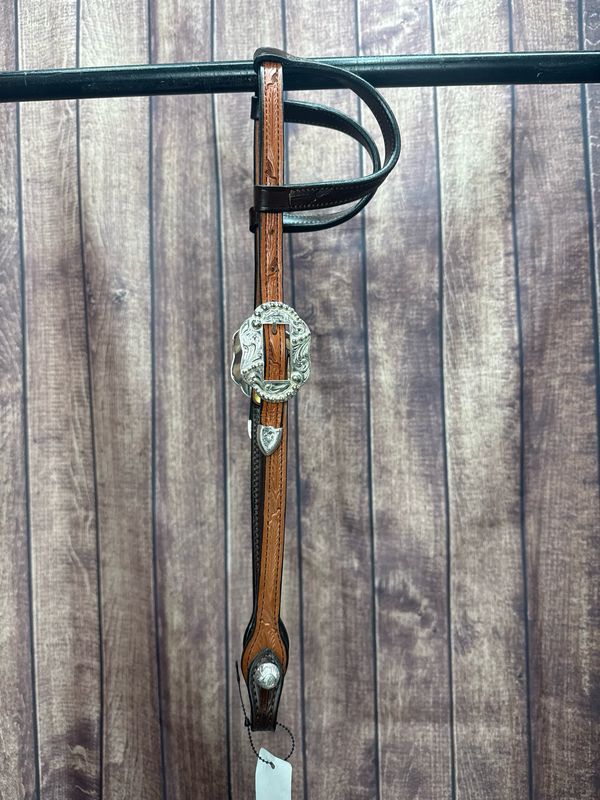 Têtière Kathy’s Sterling Argent Pour Poney - Cuir Et Argent - Style Vintage
