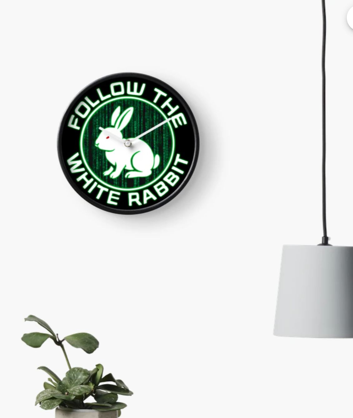 Follow the White Rabbit - Black Framed Wall Clock