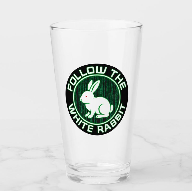 Follow the White Rabbit - 16oz Glass