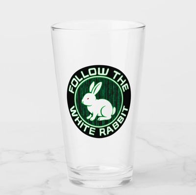 Follow the White Rabbit - 16oz Glass