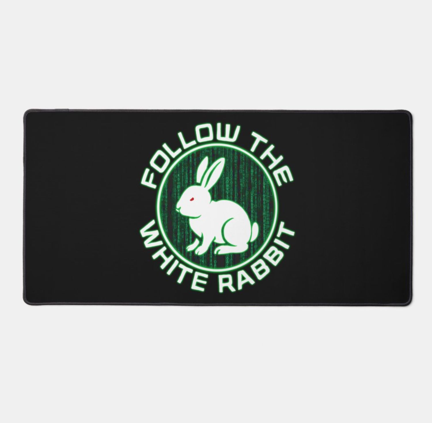 Follow the White Rabbit - Premium Black Desk Mat