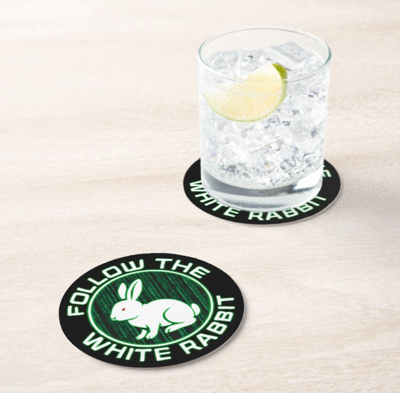 Follow the White Rabbit - Hard Plastic Coasters [6 PACK]