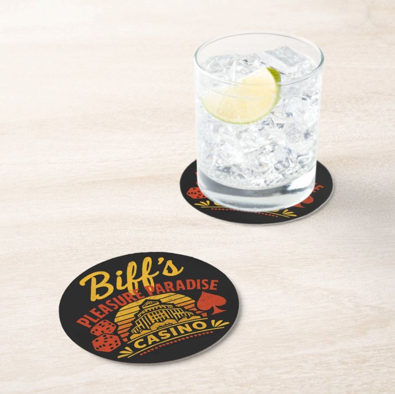 Biff&#39;s Pleasure Paradise Casino &amp; Hotel - Round Paper Coaster [6 PACK]