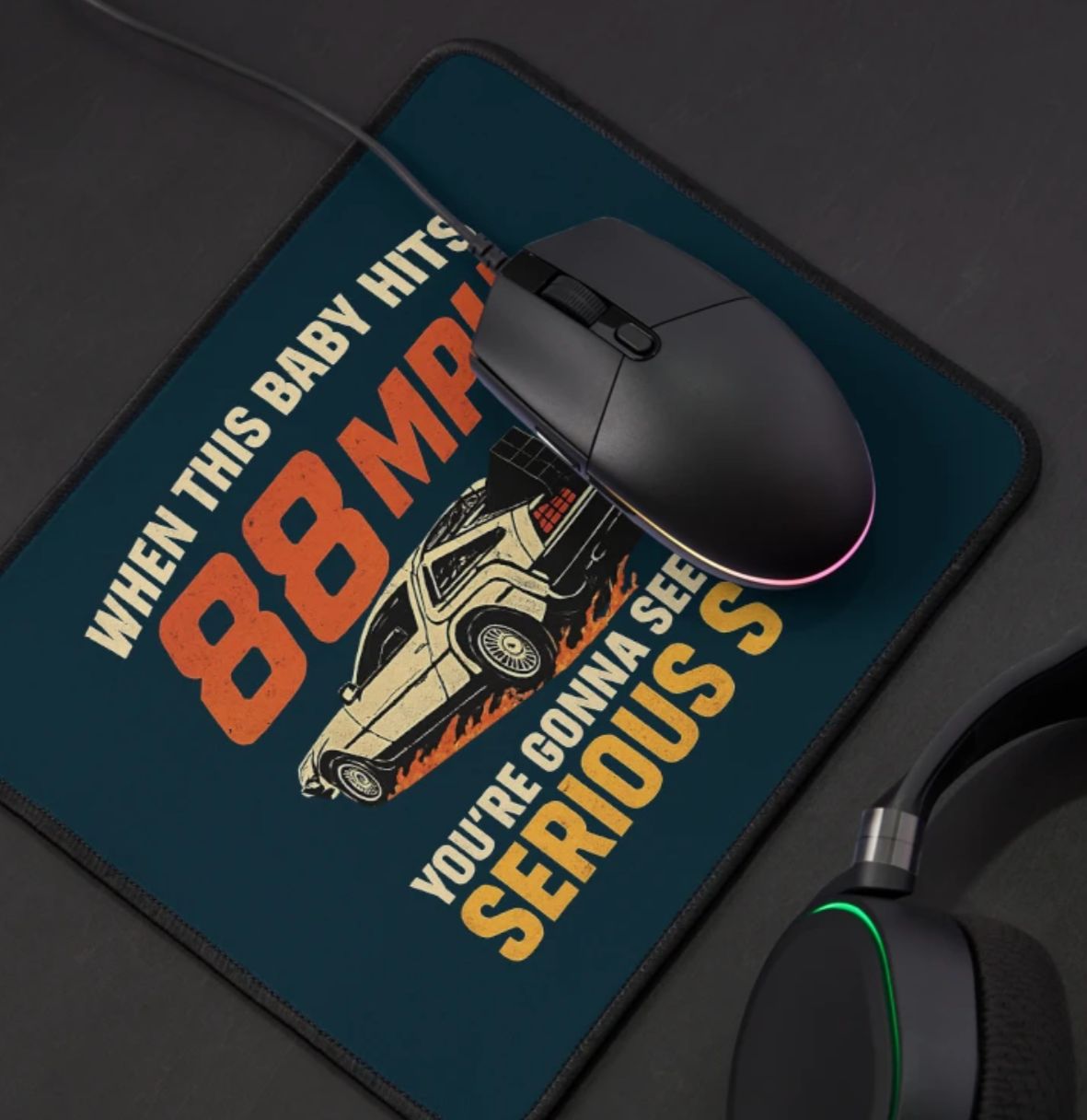 When This Baby Hits 88mph - Large Mouse Mat