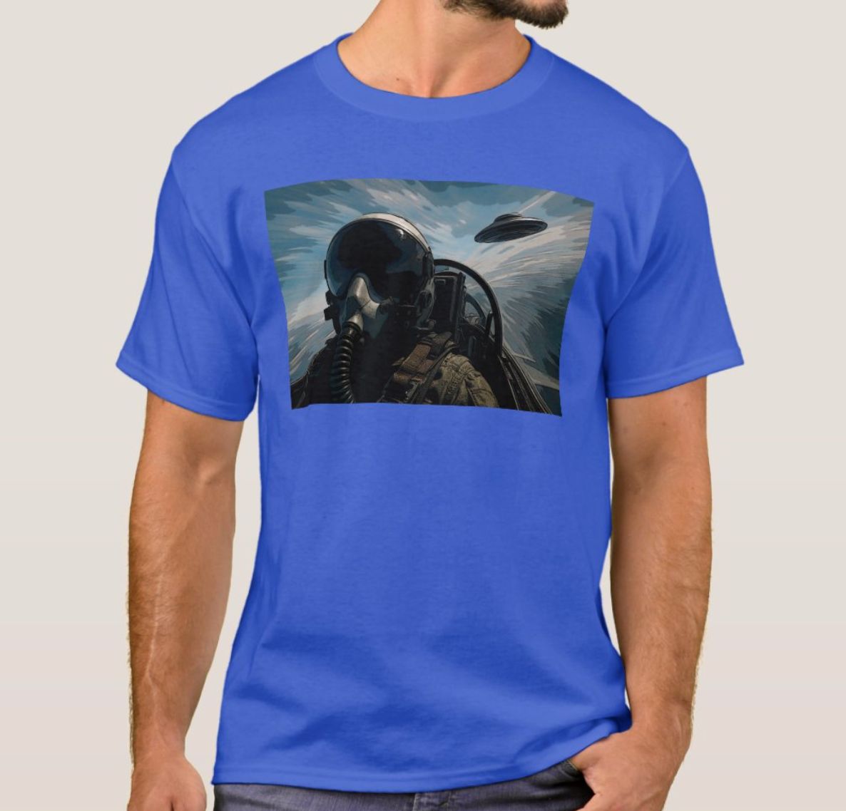 Fighter Pilot &amp; UFO Alien - Mens/Womens T-Shirt