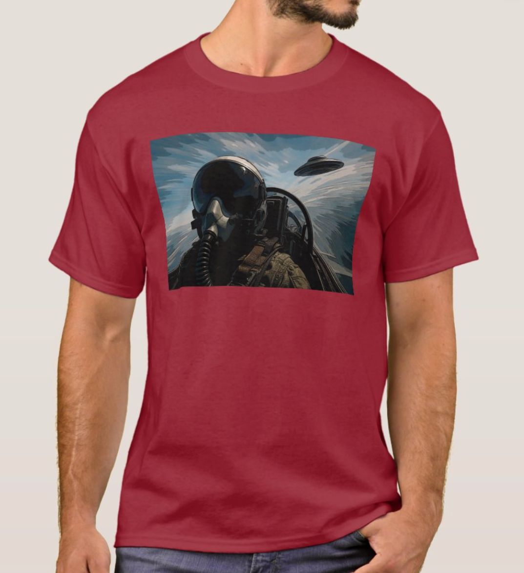 Fighter Pilot &amp; UFO Alien - Mens/Womens T-Shirt