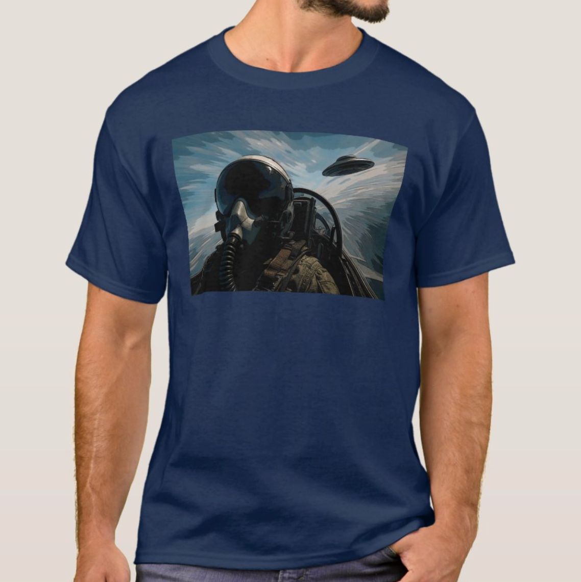 Fighter Pilot &amp; UFO Alien - Mens/Womens T-Shirt