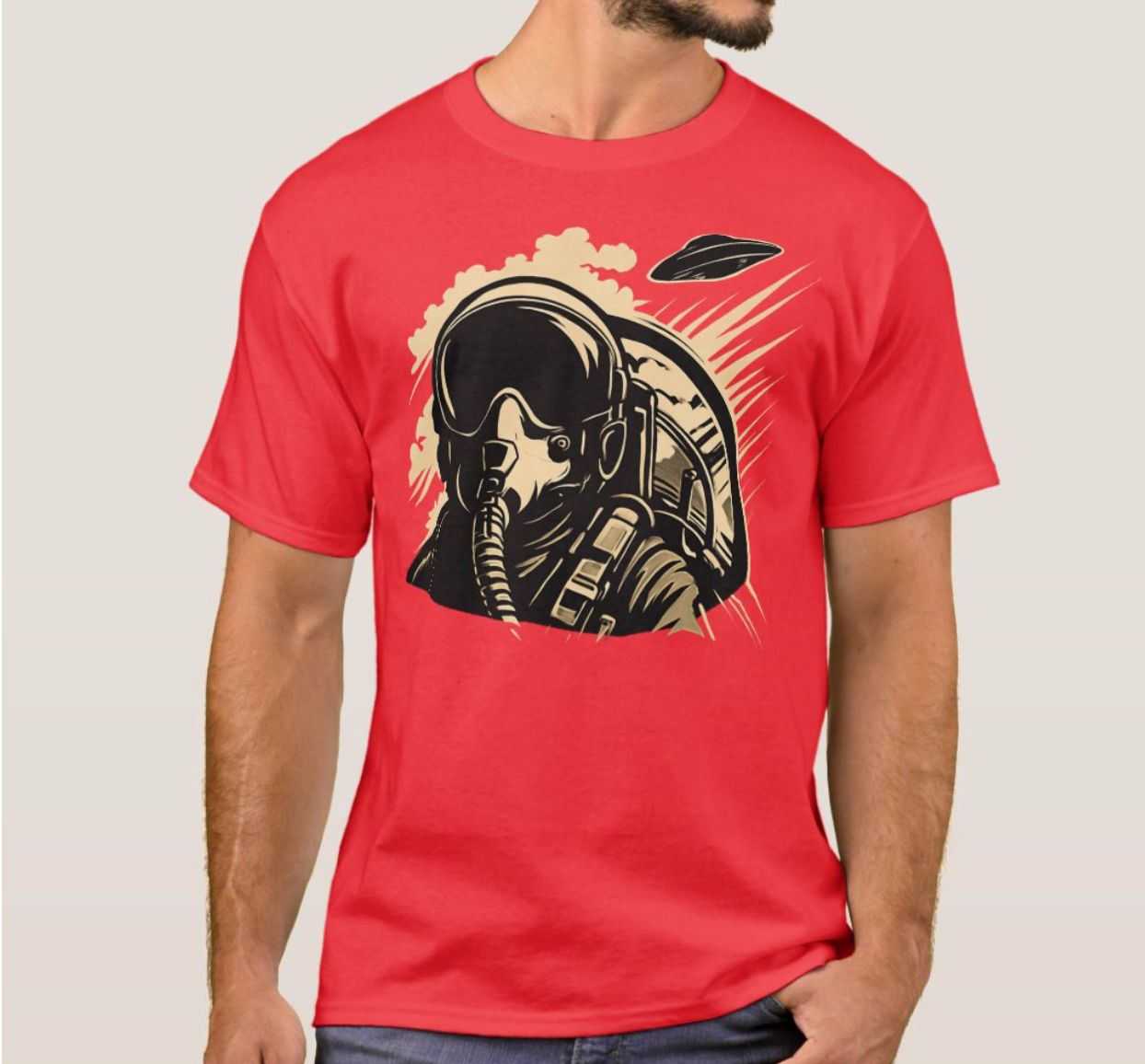 Fighter Pilot UFO Alien Chase - Mens/Womens T-Shirt