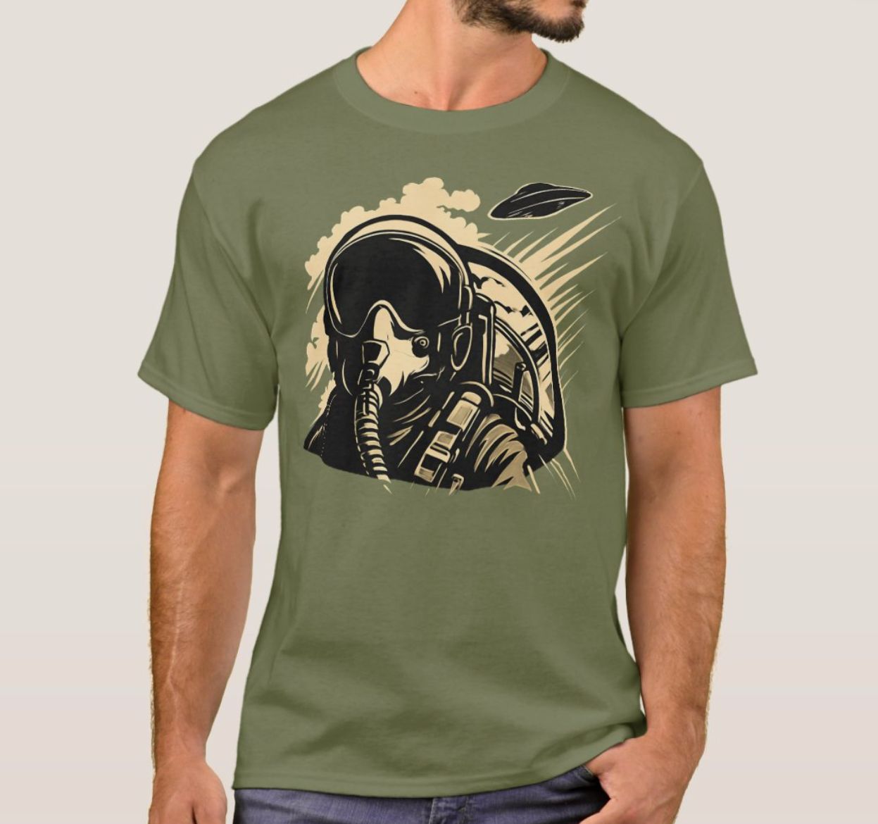 Fighter Pilot UFO Alien Chase - Mens/Womens T-Shirt
