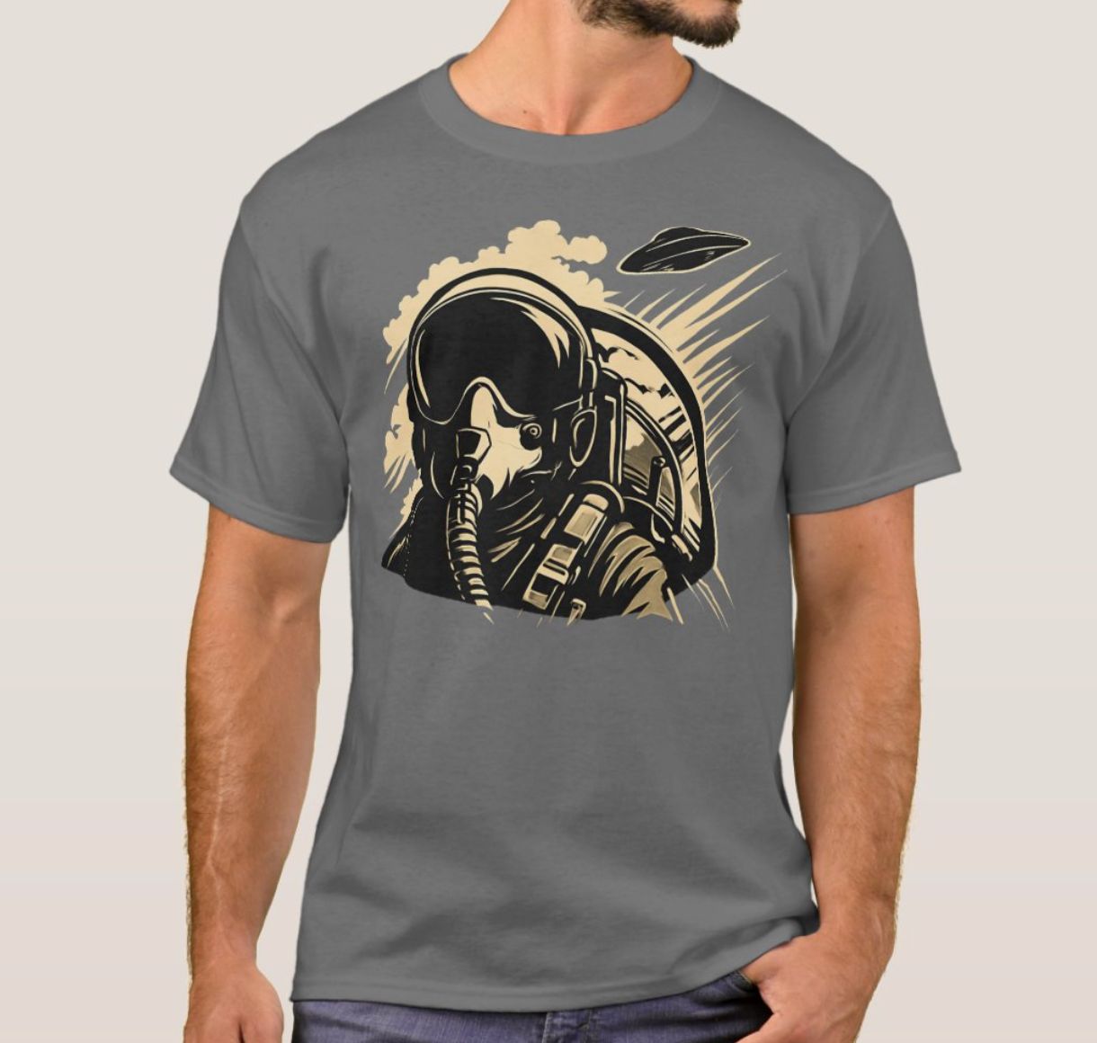 Fighter Pilot UFO Alien Chase - Mens/Womens T-Shirt