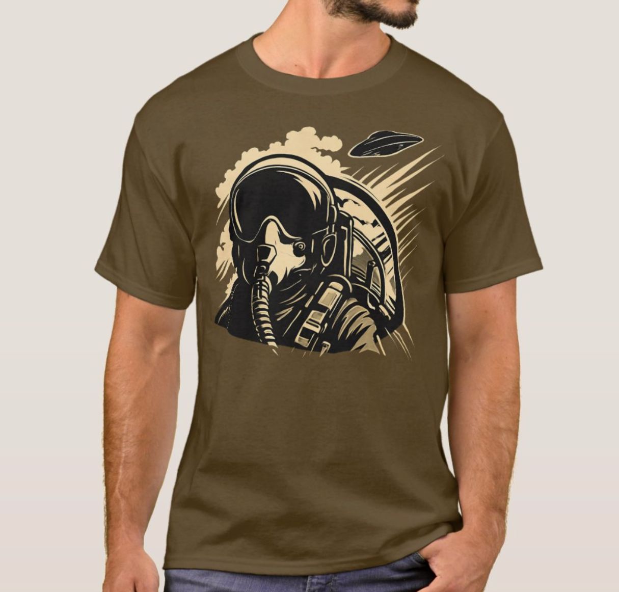 Fighter Pilot UFO Alien Chase - Mens/Womens T-Shirt