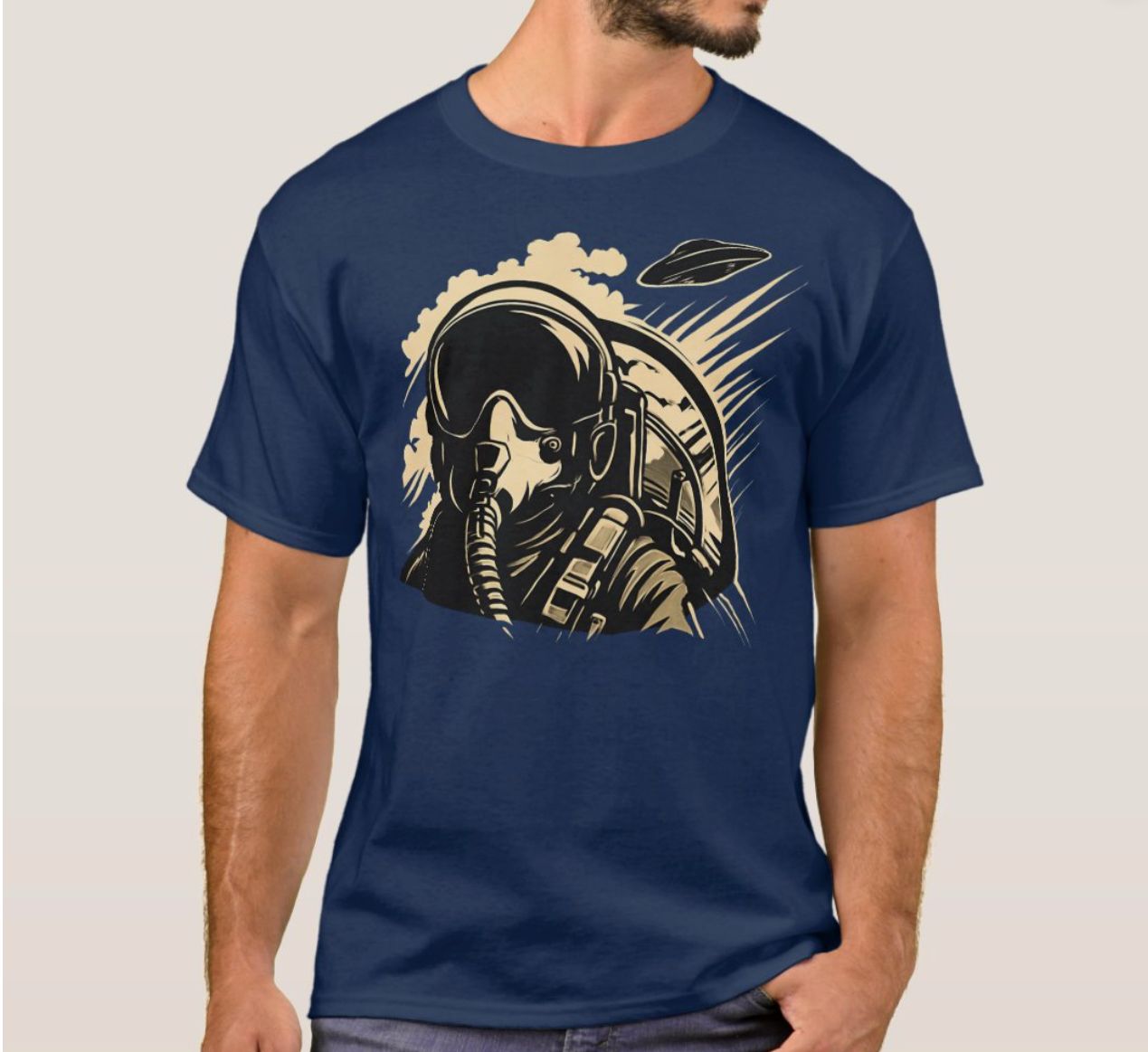 Fighter Pilot UFO Alien Chase - Mens/Womens T-Shirt