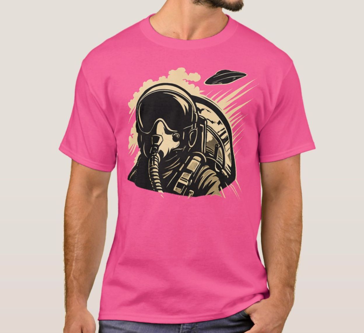 Fighter Pilot UFO Alien Chase - Mens/Womens T-Shirt
