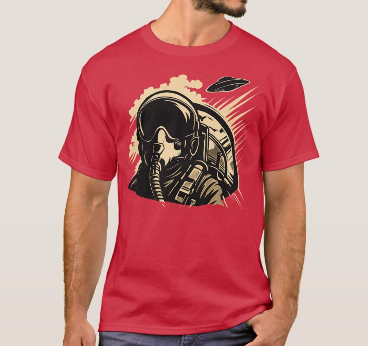 Fighter Pilot UFO Alien Chase - Mens/Womens T-Shirt