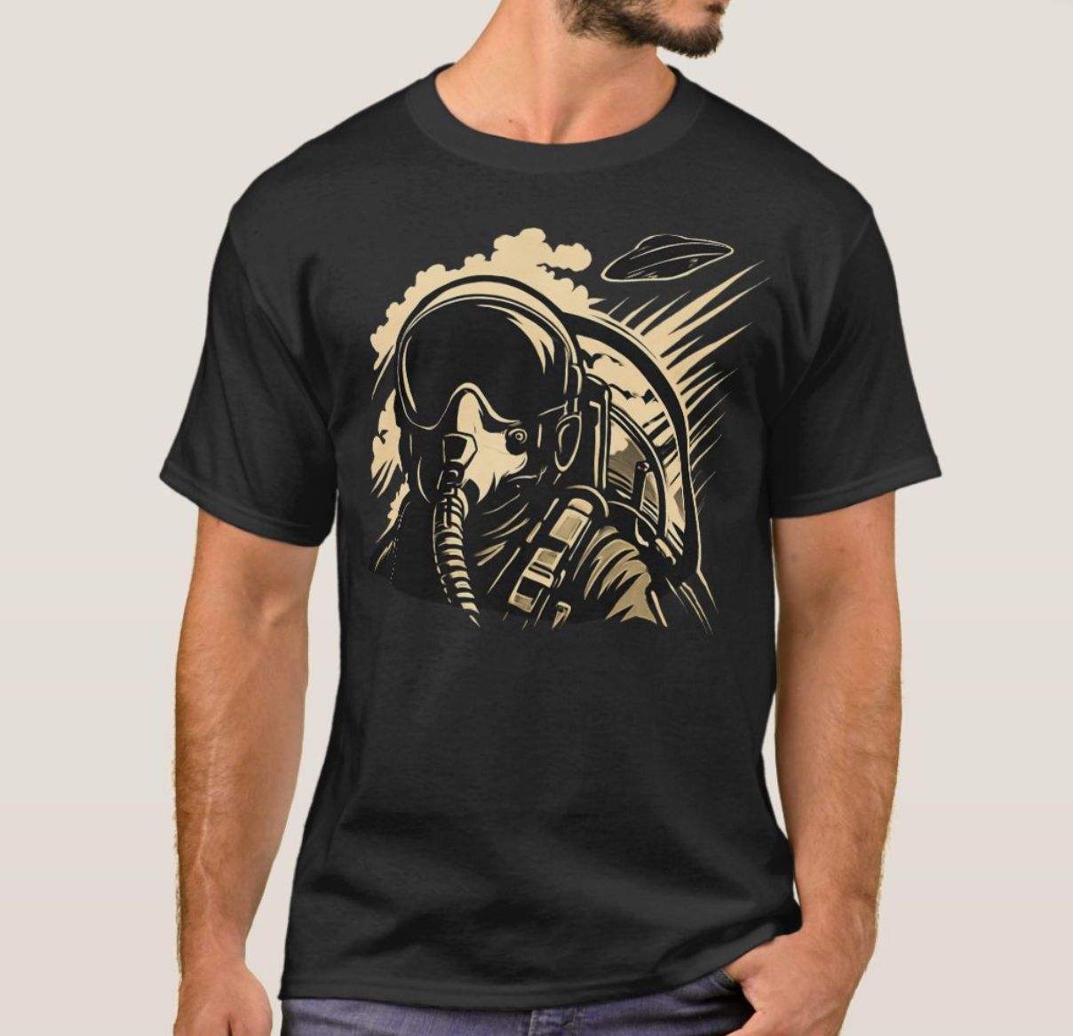 Fighter Pilot UFO Alien Chase - Mens/Womens T-Shirt