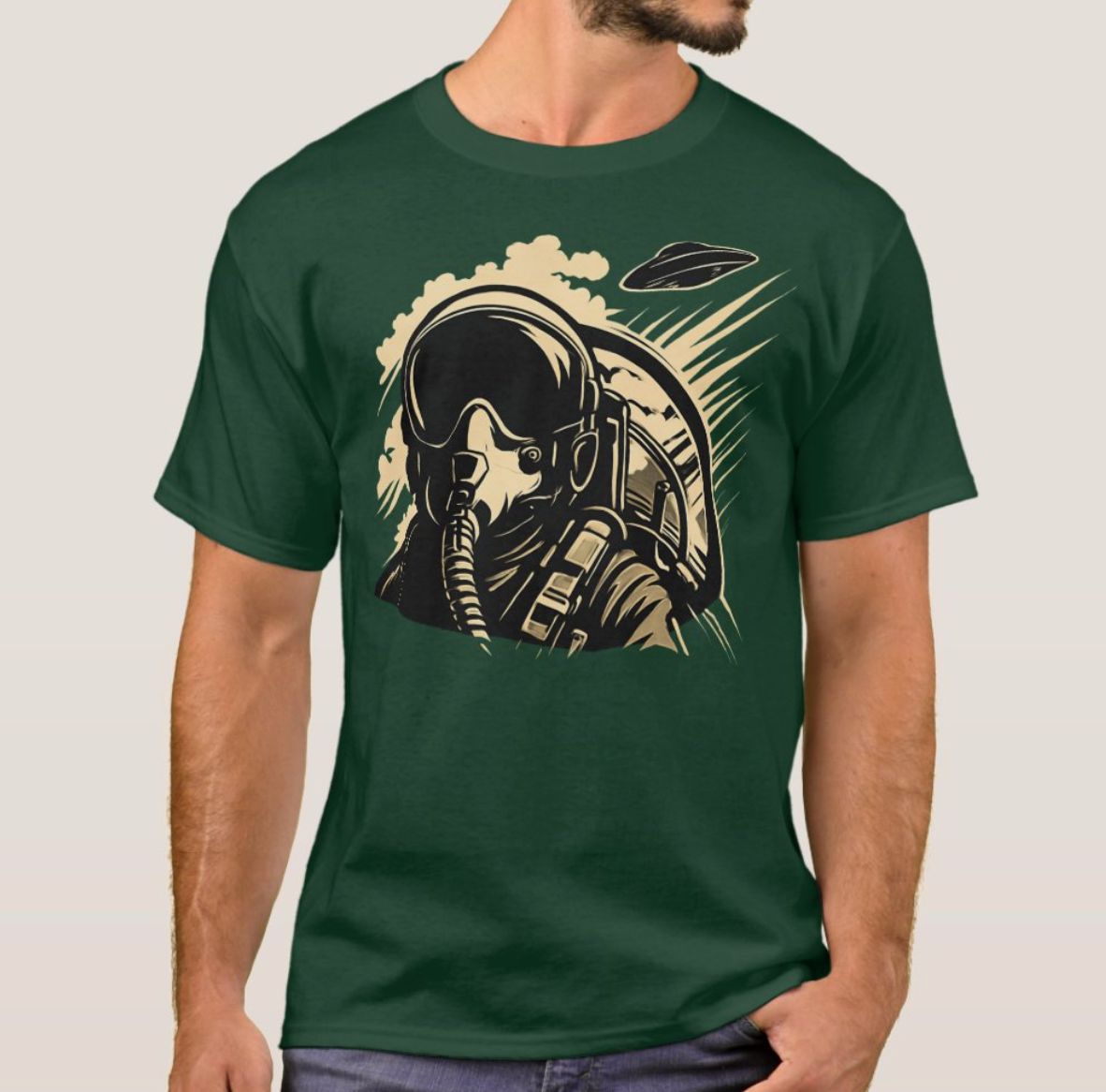 Fighter Pilot UFO Alien Chase - Mens/Womens T-Shirt